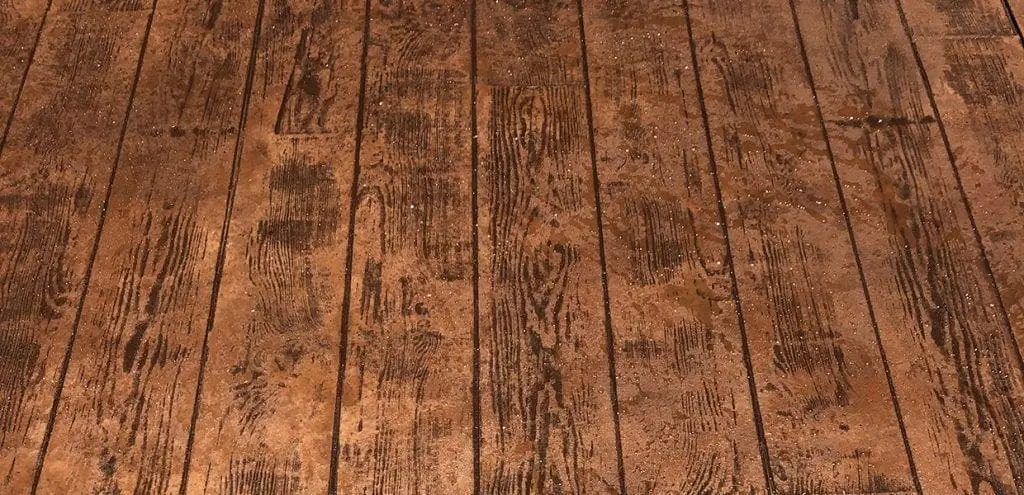 Stamped timber-look concrete boards