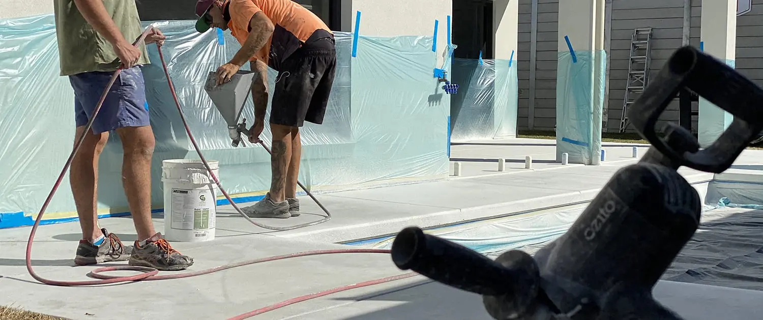 Resurfaced concrete pool deck on the Gold Coast
