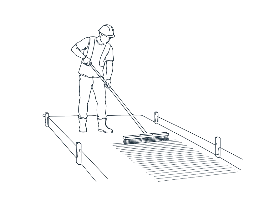 Line drawing of broom finish concrete work on the Gold Coast