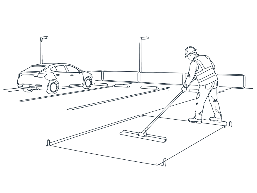 Line drawing of commercial car parks & pavements work on the Gold Coast
