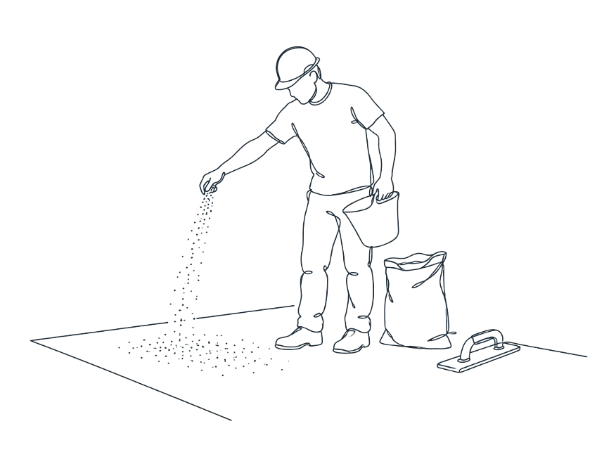 Line drawing of coloured concrete work on the Gold Coast
