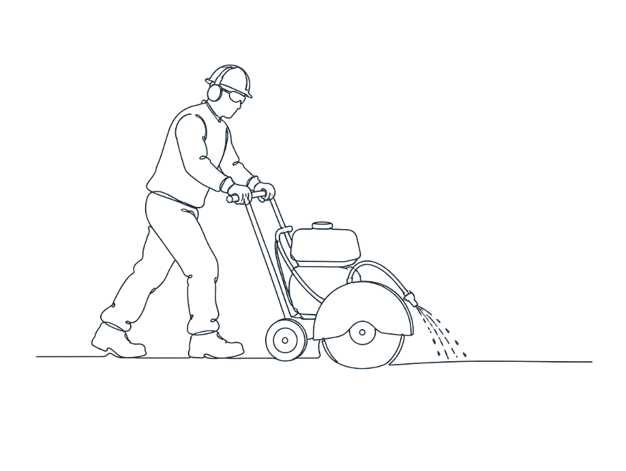 Line drawing of concrete cutting & saw cutting work on the Gold Coast