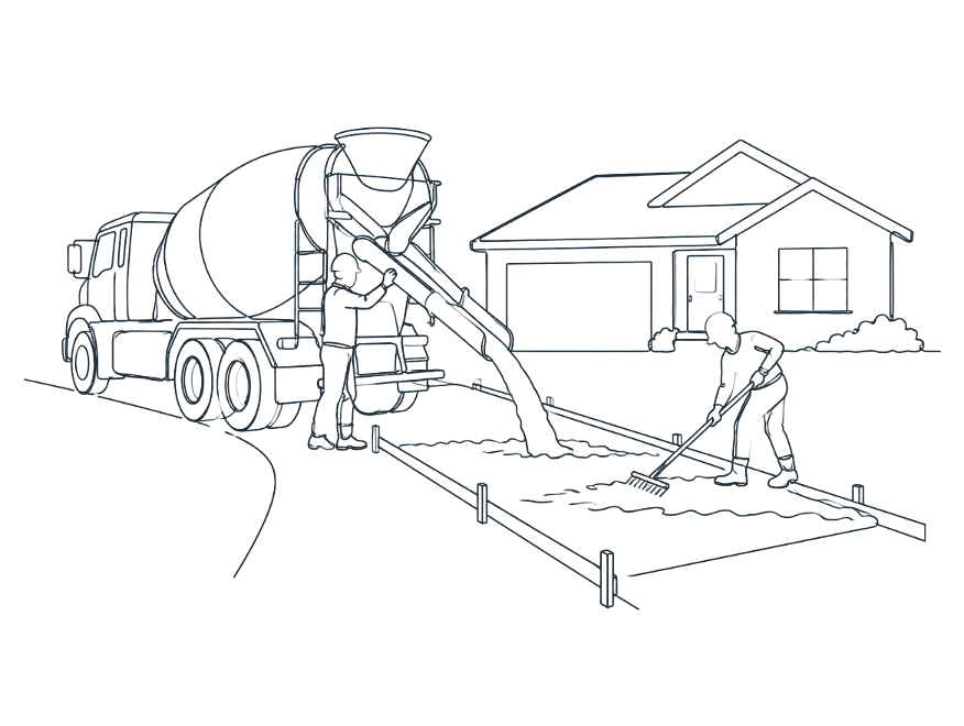 Line drawing of concrete driveways work on the Gold Coast