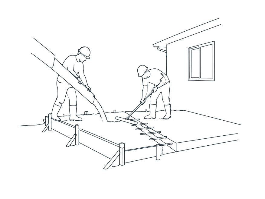 Line drawing of concrete extensions work on the Gold Coast