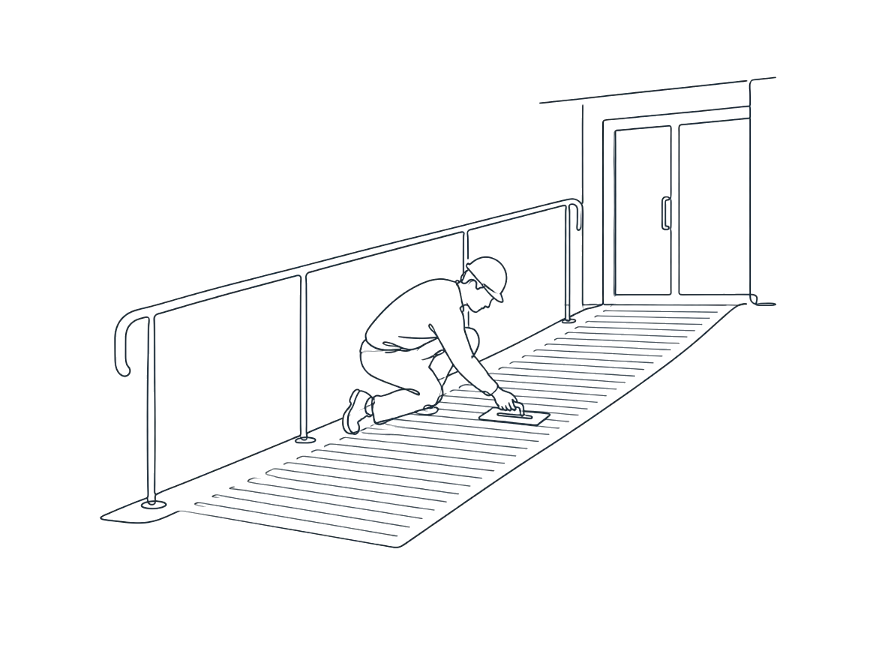 Line drawing of concrete ramps work on the Gold Coast