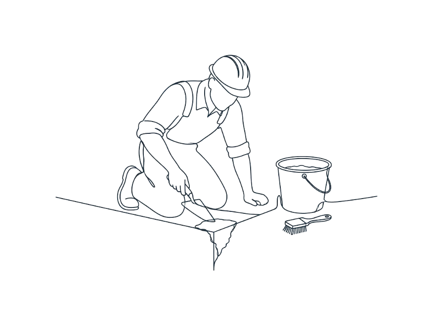 Line drawing of concrete repairs work on the Gold Coast