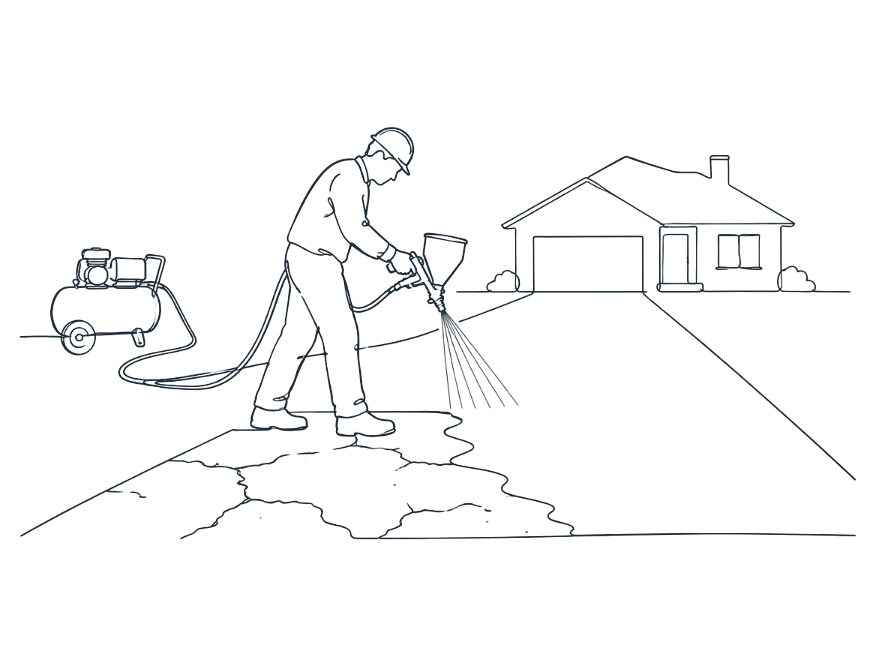 Line drawing of concrete resurfacing work on the Gold Coast