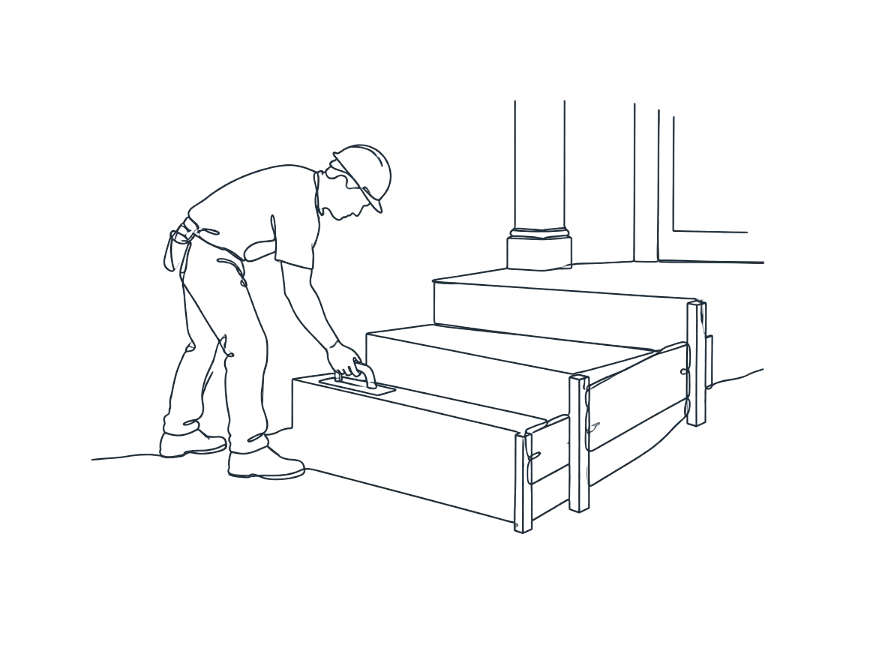 Line drawing of concrete steps work on the Gold Coast