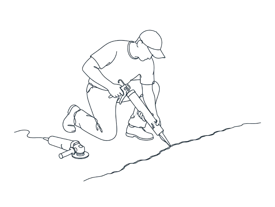 Line drawing of concrete crack repairs work on the Gold Coast