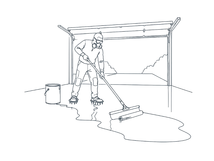 Line drawing of epoxy concrete flooring work on the Gold Coast