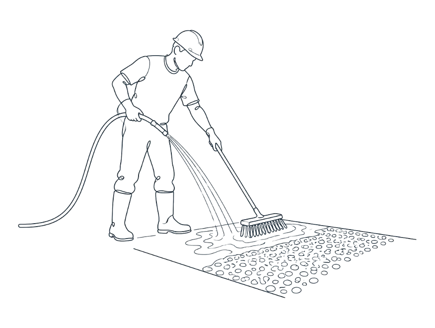 Line drawing of exposed aggregate concrete work on the Gold Coast