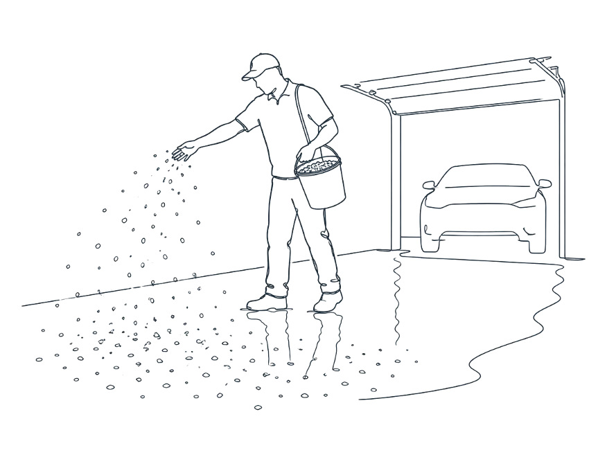 Line drawing of flake flooring work on the Gold Coast