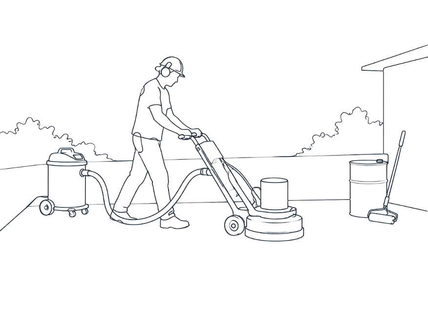 Line drawing of grind & seal concrete work on the Gold Coast