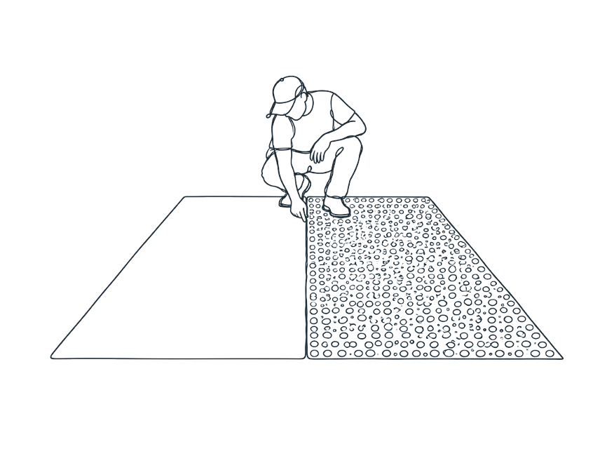 Line drawing illustrating exposed aggregate vs plain concrete