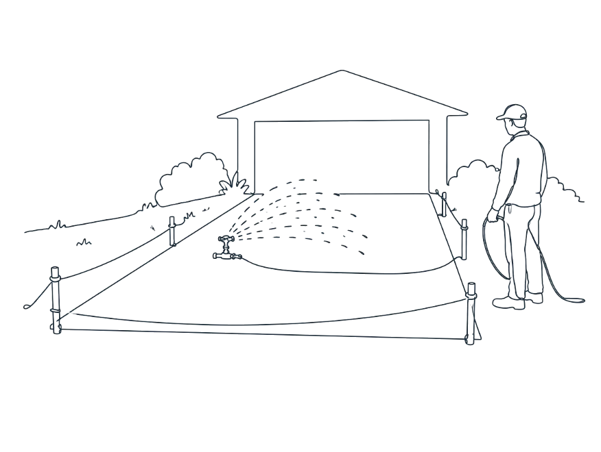 Line drawing illustrating how long does concrete take to cure