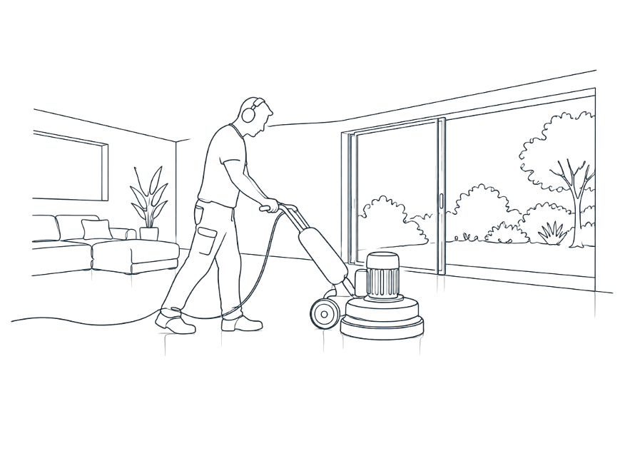 Line drawing of honed concrete work on the Gold Coast