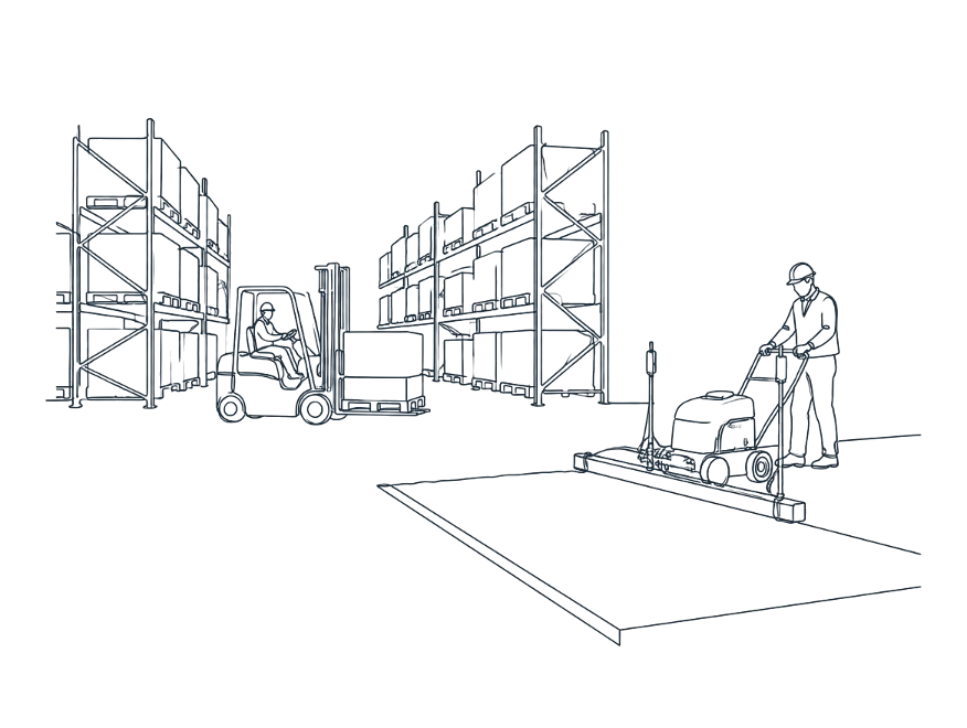 Line drawing of industrial concrete floors work on the Gold Coast