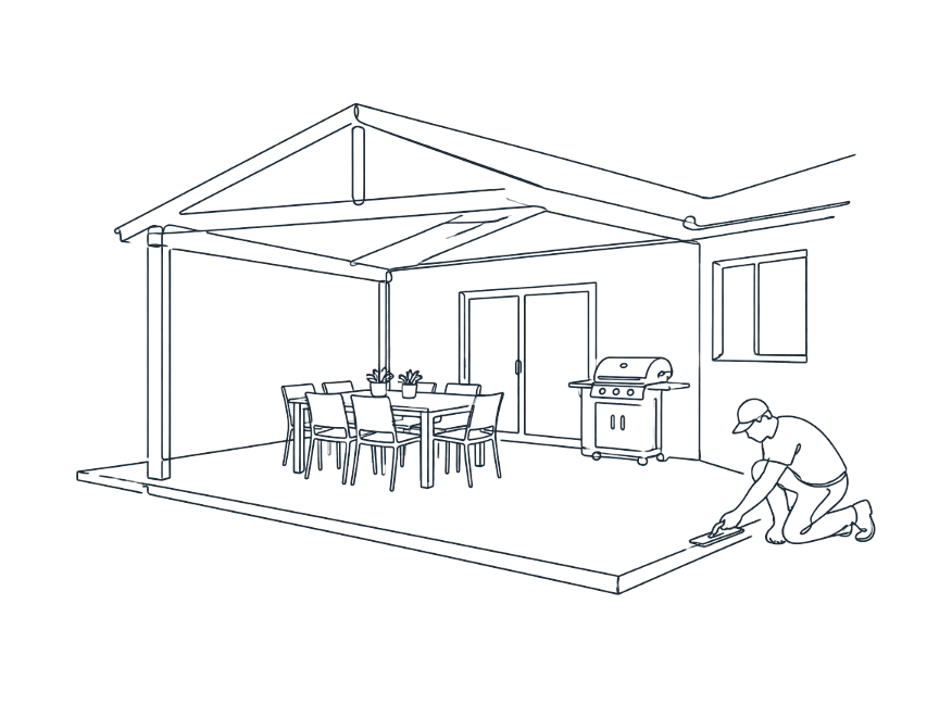 Line drawing of patios & alfresco areas work on the Gold Coast