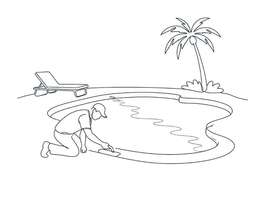 Line drawing of pool surrounds work on the Gold Coast