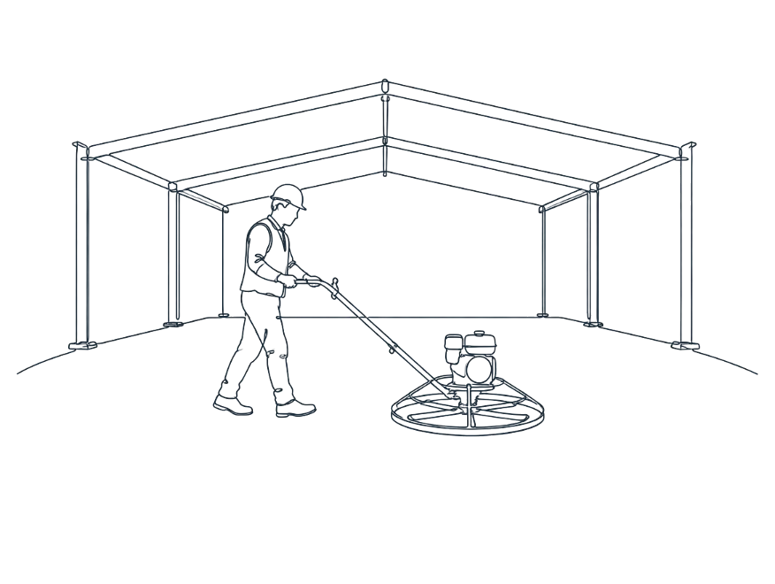Line drawing of power float finish work on the Gold Coast