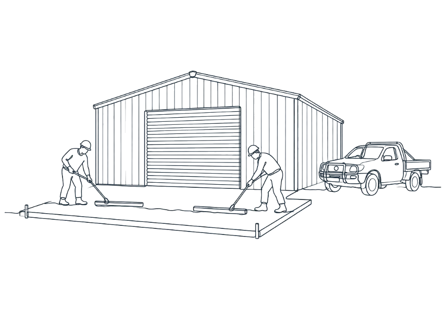Line drawing of shed slabs work on the Gold Coast