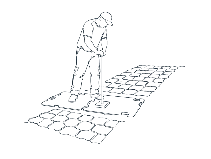 Line drawing of stamped / patterned concrete work on the Gold Coast