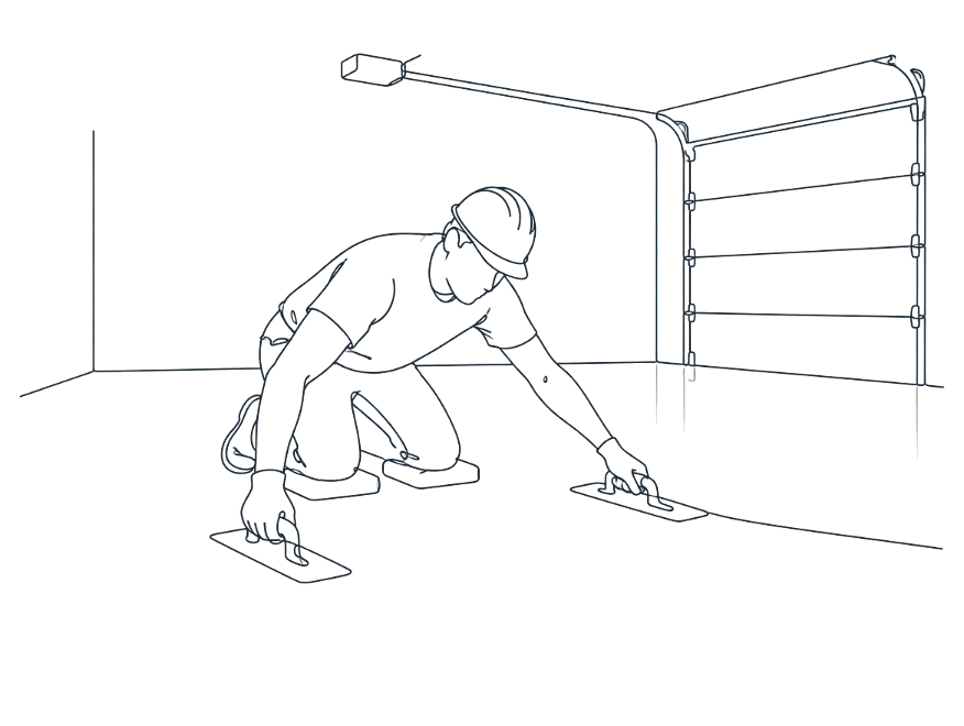 Line drawing of steel trowel finish work on the Gold Coast