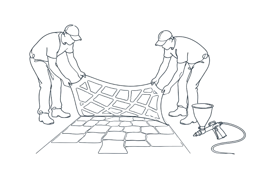 Line drawing of stencil concrete work on the Gold Coast