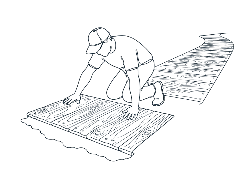 Line drawing of timber-look concrete work on the Gold Coast